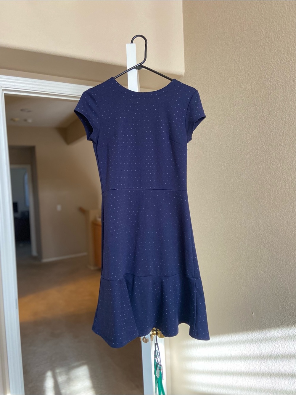 GAP Navy Short-Sleeve Fit-and-Flare Mini Dress